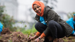 UNICEF Ethiopia staff planted trees in support of the Green Legacy initiative in Addis Ababa. 