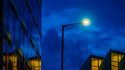 An image of streetlight on at dusk 