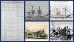A composite image of civil war ships and ship records